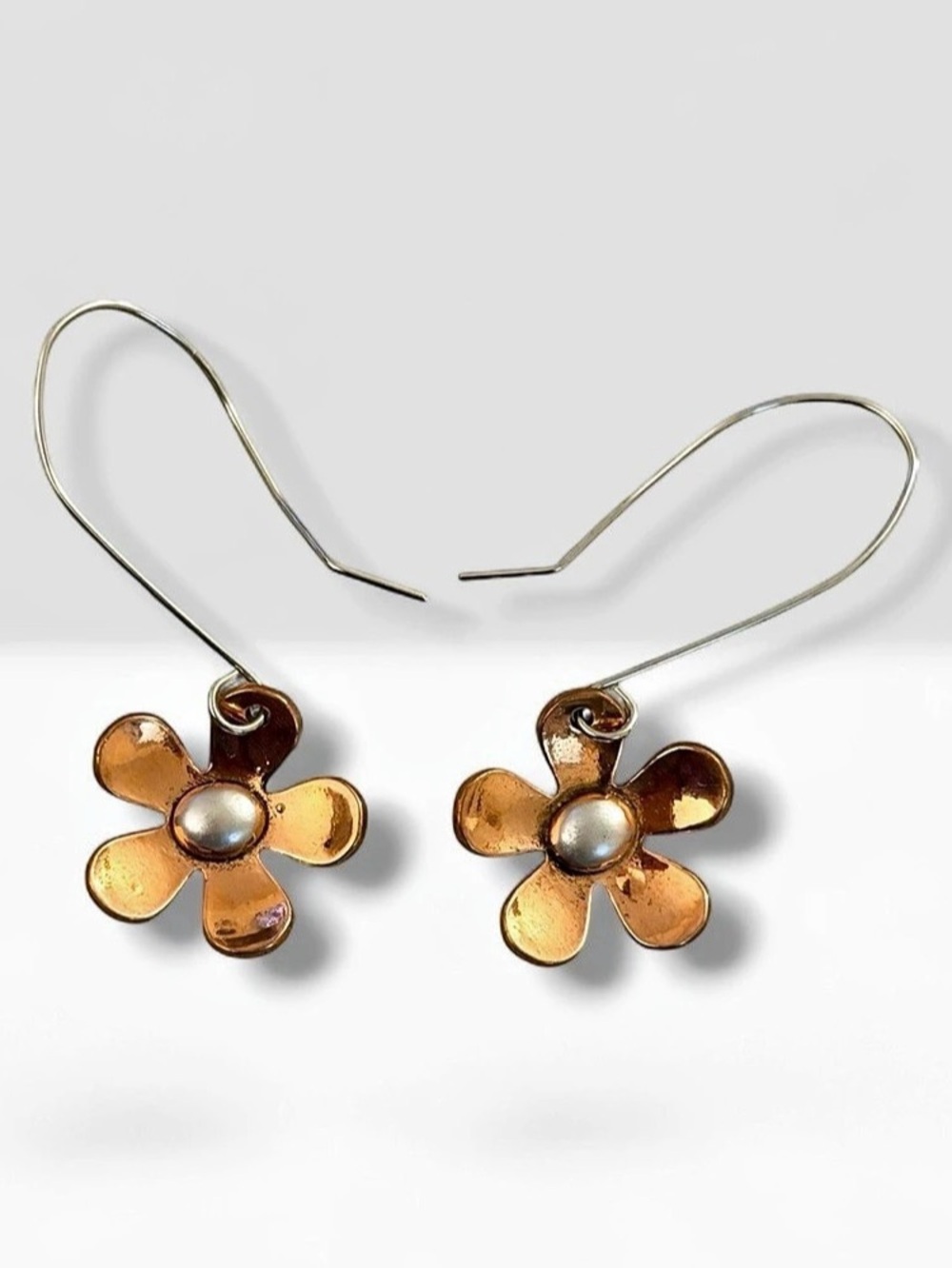 Flower Dangle Earrings in Gold & Brown